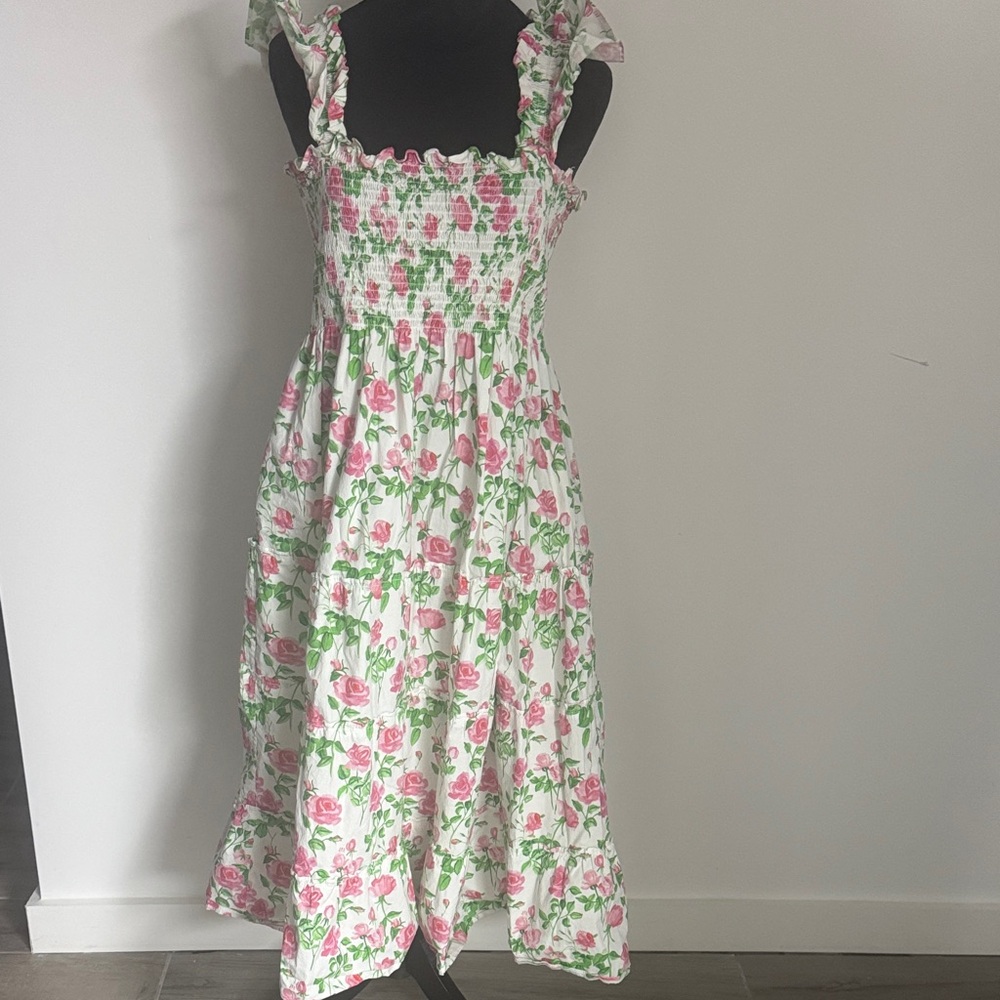 Hill House Pink and Green Floral Dress
